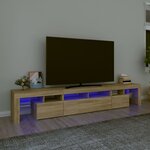 vidaXL Meuble TV avec lumières LED Chêne sonoma 230x36 5x40 cm