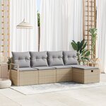 vidaXL Ensemble de canapé de jardin 5 pièces avec coussins beiges en rattan polyethylene