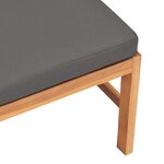 vidaXL Canapé central avec coussins gris foncé Bois de teck solide