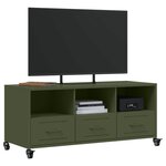 vidaXL Meuble TV vert olive 100 5x39x43 5 cm acier laminé à froid