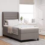vidaXL Lit à Ressorts avec Matelas en Taupe  100x200 cm  Tissu