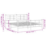 vidaXL Cadre de lit métal sans matelas et pied de lit blanc 183x213 cm