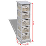 vidaXL Étagère de rangement en bois 5 paniers en tissage Blanc