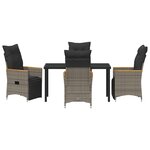 vidaXL Set de salle à manger de 5 pièces avec coussins en gris poly rotin