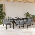 vidaXL Set de jardin 7 pièces Gris Résine Poly