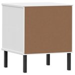 vidaXL Table de chevet avec pieds en métal Blanc Bois pin massif OSLO