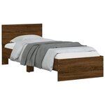 vidaXL Cadre de lit tête de lit et lumières LED chêne marron 90x200 cm