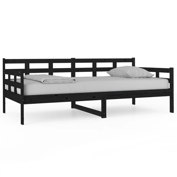 vidaXL Lit de jour Noir Bois de pin massif 90x190 cm