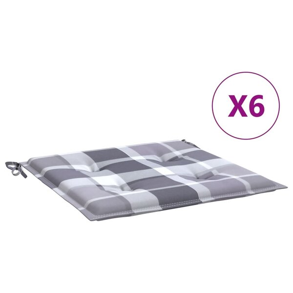vidaXL Coussins de chaise de jardin 6 Pièces carreaux gris 40x40x3 cm