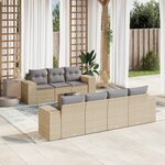 vidaXL Salon de jardin avec coussins 8 Pièces beige résine tressée