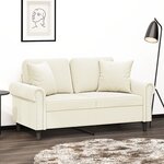 vidaXL Canapé 2 places avec oreillers décoratifs crème 120 cm velours