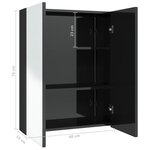 vidaXL Armoire à miroir de salle de bain 60x15x75 cm MDF Noir brillant