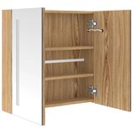 vidaXL Armoire de salle de bain à miroir LED Chêne 62x14x60 cm