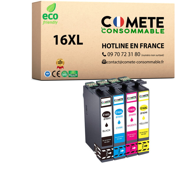 COMETE, Entreprise Française- 16XL - pack 4 Cartouches Compatibles EPSON