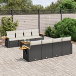 vidaXL Salon de jardin 9 Pièces avec coussins noir résine tressée