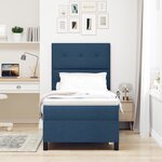 vidaXL Lit à ressorts avec matelas bleu 90x200 cm tissu