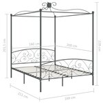 vidaXL Cadre de lit à baldaquin sans matelas gris métal 160x200 cm