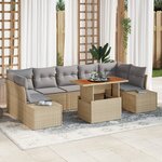 vidaXL Canapé de jardin 8 pièces avec coussins Beige Rattan Poly