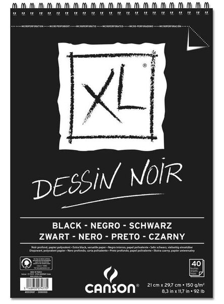 Bloc à croquis et études XL Noir, A5, noir CANSON
