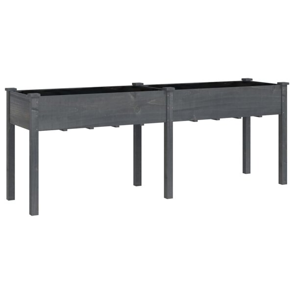 vidaXL Jardinière avec doublure gris 203x53x76 cm bois massif de sapin