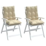 vidaXL Coussins de chaise à dossier bas lot de 2 beige tissu oxford