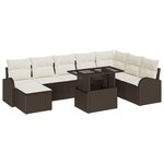 Ensemble de Canapés de Jardin 9 pièces avec Coussins en Rattan Marron
