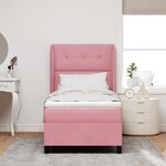Lit à ressorts vidaXL avec matelas Rose 90x200 cm Velours