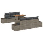 vidaXL Ensemble de canapé de jardin de 7 pièces avec coussins gris en poly rotin
