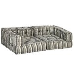Vidaxl pouf modulaire à 2 places gris rayé tissu