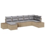 vidaXL Ensemble de canapés de jardin 7 pièces avec coussins en poly rotin beige