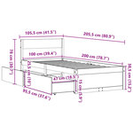 vidaXL Cadre de lit sans matelas blanc 100x200 cm bois de pin massif