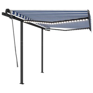vidaXL Auvent manuel rétractable avec LED 3 5x2 5 m Bleu et blanc