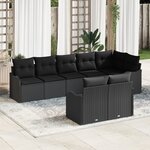 Ensemble de Canapés de Jardin 8 Pièces avec Coussins Noir Poly Rotin
