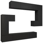 vidaXL Ensemble de meubles TV 8 Pièces Noir Bois d'ingénierie