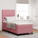 Lit coffre vidaXL avec matelas rose en velours simple