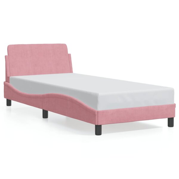 vidaXL Cadre de lit et tête de lit sans matelas rose 90x190 cm velours
