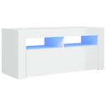 vidaXL Meuble TV avec lumières LED blanc brillant 90x35x40 cm