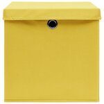vidaXL Boîtes de rangement et couvercles 10 Pièces Jaune 32x32x32cm Tissu