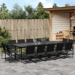 vidaXL Ensemble à manger de jardin 15 Pièces noir textilène