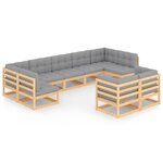 Salon de jardin meuble d'extérieur ensemble de mobilier 9 pièces avec coussins bois de pin massif 02_0017936
