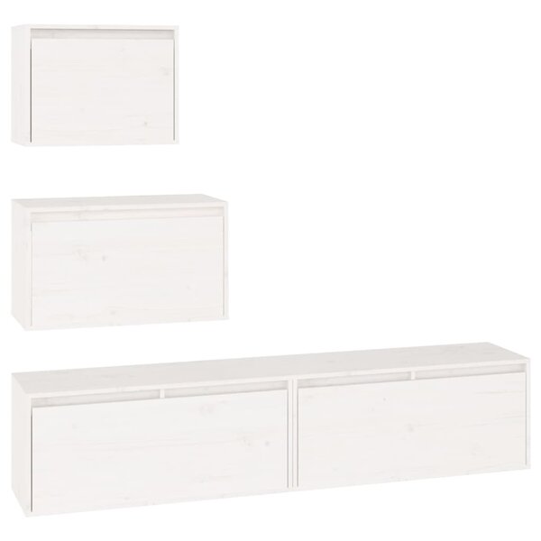 vidaXL Meubles TV 4 Pièces Blanc Bois massif de pin