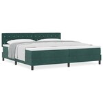 Lit à ressort vidaXL avec matelas vert foncé 200x200 cm en velours