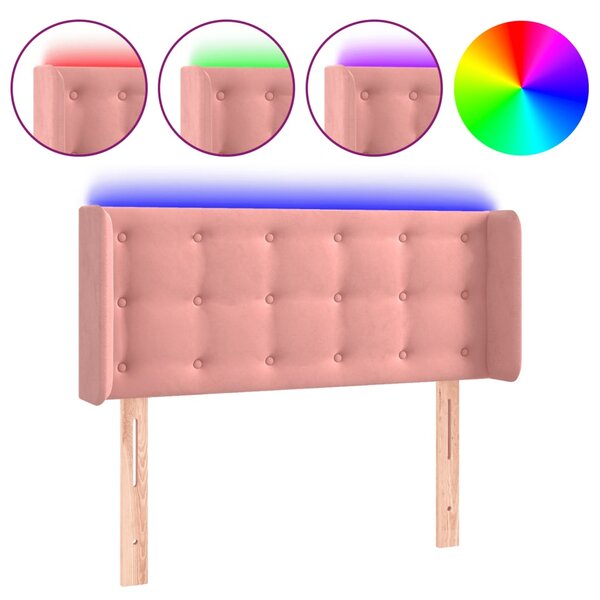 vidaXL Tête de lit à LED Rose 83x16x78/88 cm Velours