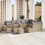 Set de Canapé de Jardin vidaXL 12 Pièces avec Coussins Beige Rattan Acacia