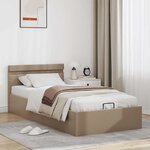 vidaXL Cadre de lit à rangement et LED Cappuccino Similicuir 100x200cm