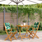 vidaXL Ensemble de bistro 3 Pièces motif de feuilles tissu et bois massif
