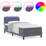Lit à ressort vidaXL avec matelas et LED Gris foncé 100x200 cm Velours