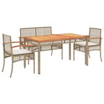 vidaXL Ensemble à manger de jardin coussins 4 Pièces beige résine tressée