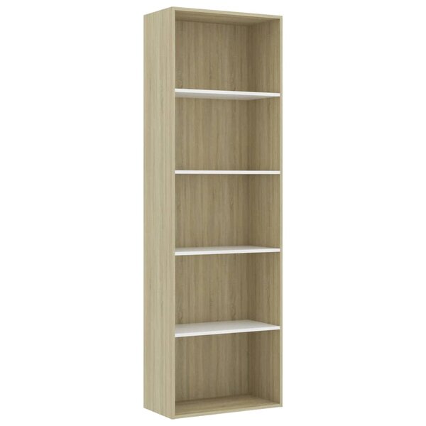 vidaXL Bibliothèque à 5 niveaux Blanc et chêne Sonoma Bois ingénierie