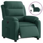 vidaXL Fauteuil inclinable électrique vert foncé velours
